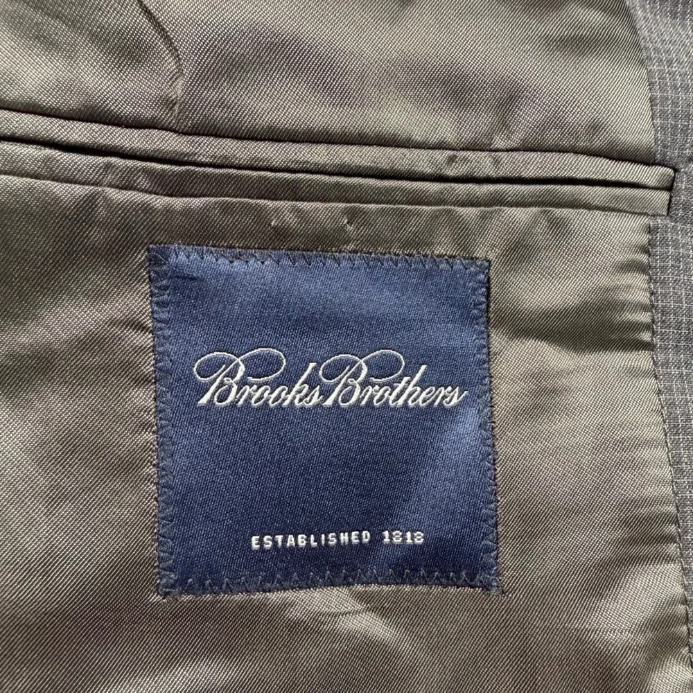 Vtg Brooks Brothers Men Suit Jacket Blazer 44/39 REG Dark Gray Wool Made in USA*